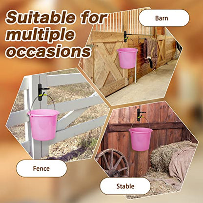 Dunzy 6 Pcs Bucket Hooks for Horses Bucket Hangers Holder Metal, Black - color: Black