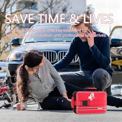 Comprehensive First aid Kits, First Aid Trauma Kit with Labelled Compartments for Cars, Home, Office, Backpacking, Camping, Traveling, and Cycling -324 Pieces - size: Extra Large