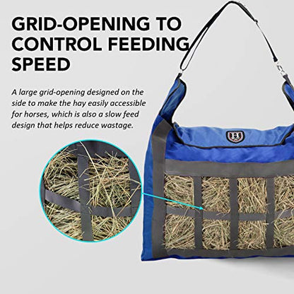 Harrison Howard Premium Durable Slow Feed Horse Hay Bags Oxford Cloth Heavy Duty Large Capacity Horse Feeding Bag-Champion Blue - color: Champion Blue