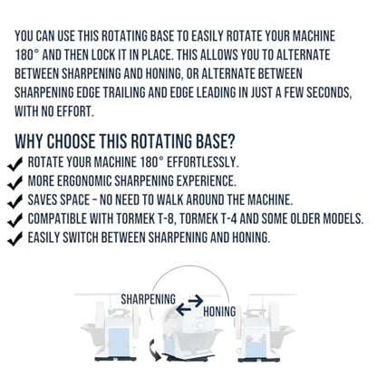 RB-180 Rotating Base for Tormek T-8, T-7, T-4, T-3, S2000, S1200 - Effortless 180° Swivel, Seamless Sharpening & Honing, Perfect Compatibility, Low-Profile Design, No Extra Adapters Needed
