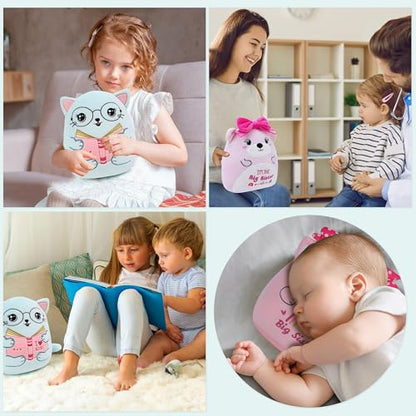 Cute Cat Stuffed Animal: 8 Inch Blue Cat Book Lover Gifts Soft Reading Buddies Plush Toy, Plushie Pillow Gifts for Kids Girls Boys, Bookworm Classroom Decor - style: Book Lover Cat
