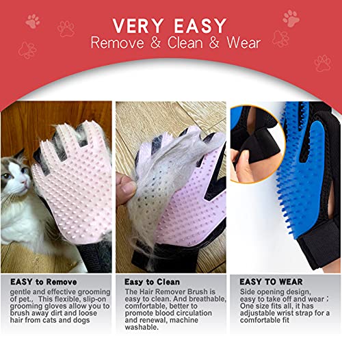Double-Sided Undercoat Rake for Deshedding & Dematting Pets - Gentle Grooming Glove Kit for Dogs & Cats (Pink, 2 Pack) - color: Pink(2 Pack)