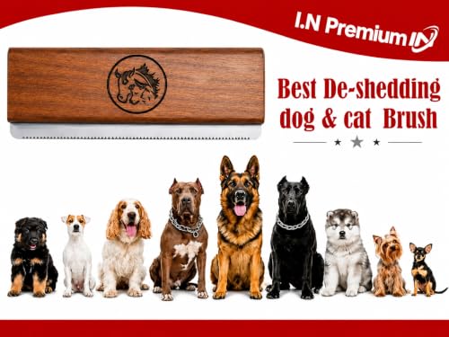 Original Deshedding Grooming Tools for Dogs, Cats & Horse Easy Ergonomic Wooden Groom pro Professional Brush Grooming Tool, Remove painlessly 95 Percent of Lose Hair Fur & Dirt (5 inch) - size: 5 Inch