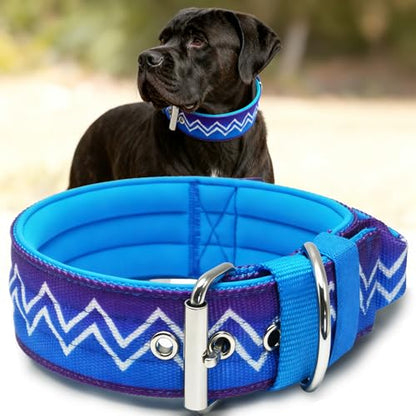 Dog Collar for Large Dogs,2 in Wide Heavy Duty,Pressure-Relief Padded, D-M - color: Violet Cyan, size: M