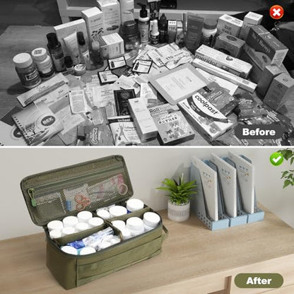 Travel Medicine Bag,Medication Pill Bottle Organizer Empty Case - color: Green