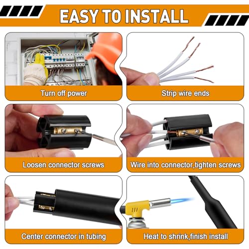3 Sets Underground Wire Splice Kit for 14/3 to 8/3 Range Direct Burial UF Wire,600 Volts Maximum Waterproof Direct Burial Splice Kit with Connector and Heat Shrink Tubing for Electrical Cables