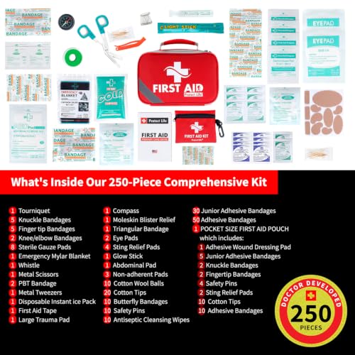 Protect Life First Aid Kit for Home & Business, 250 Pcs - size: 250 Pieces