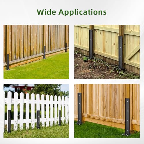 Fence Post Repair Kit, Heavy Duty Steel Ground Spike for Wooden Fence Post Repairing Tilted/Broken Wood Posts (32''H 2 Pack) - size: 32''H 2 Pack