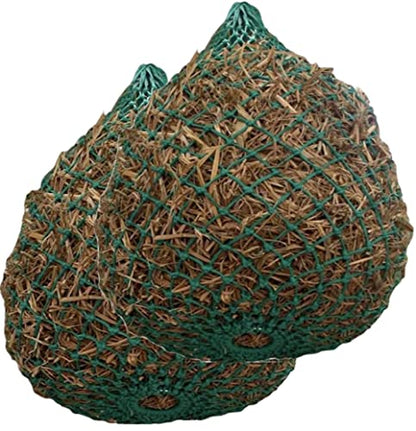 Majestic Ally 2 Pcs 1.25”x1.25” Holes Ultra Slow Feed 40” Very Sturdy Hay Net with Bottom Ring for Goat, Sheep and Livestock Simulatr grazing, Reduces Waste (Turquoise) - color: Turquoise