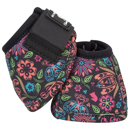 Classic Equine Dyno Turn Bell Boots - color: Neon Flower, size: Medium