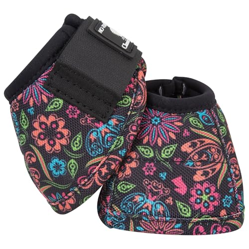Classic Equine Dyno Turn Bell Boots - color: Neon Flower, size: Medium