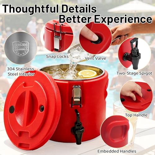 3.5Gal Insulated Beverage Dispenser for Hot & Cold Drinks 304 Stainless Steel Interior & Spout, Double-Wall Vacuum Portable Cooler Jug for Ice Water, Coffee, Lemonade Camping Party Sports - size: 3.5 Gallon