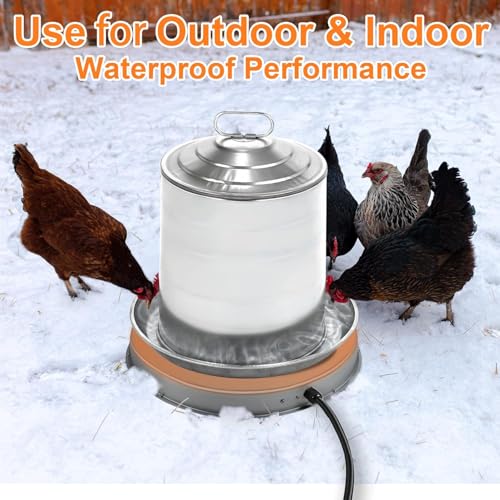 Poultry Chicken Water Heater: Chicken Water Heater Base for Winter, for Plastic/Metal Poultry Watere 11inch, Heated Waterer for Chickens 125W 2 Pack - size: 11 inch (2-Pack)