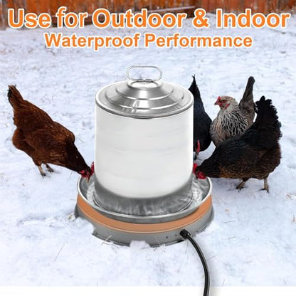 Poultry Chicken Water Heater: Chicken Water Heater Base for Winter, for Plastic/Metal Poultry Watere 11inch, Heated Waterer for Chickens 125W 2 Pack - size: 11 inch (2-Pack)