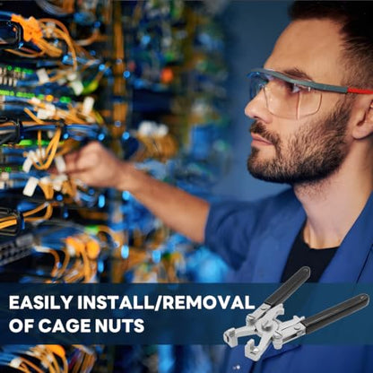 50 Sets M6 Black Rack Cage Nuts with Dual-Head Rotable Cage Nut Tool Kit | Dual-Head Rotatable Tool, Fits M4-M10 Cage Nuts, 50 Sets M6 Black Cage Nuts and Screws - color: 50 Pack Cage Nuts+Black Handle Tool