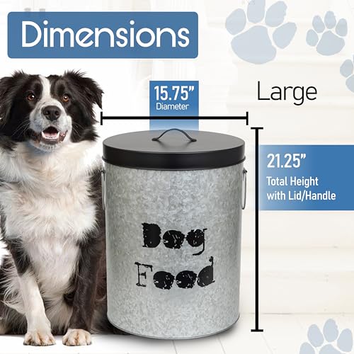 Large 60lb Dog & Medium 30lb Cat Pet Food Storage Canister with Scoop – Durable & Airtight for Freshnesss, Minimalist Design & Recyclable, Metal Container (Combo - Large Dog Bin & Med Cat Bin) - size: Combo - Large Dog 60lb & Medium Cat 30lb