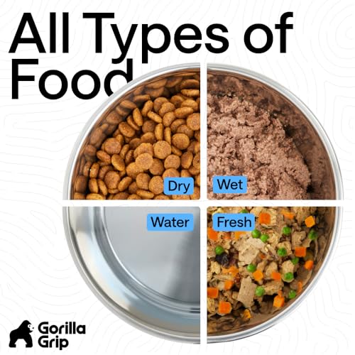 GORILLA GRIP Dog Bowls, Food Grade Stainless Steel, Set of 2, 2 Cup, Black | 304 Stainless Steel Pet Feeding Bowls Hold 16 fl oz Each, Dishwasher Safe, Rust Resistant, BPA Free Rubber Base - color: Black, size: 2 Cup (16 Oz)
