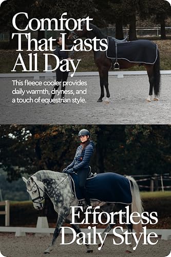 Horze Kiel Riding Blanket with Fleece - Dark Navy - 75 in - color: Dark Navy, size: 75 in
