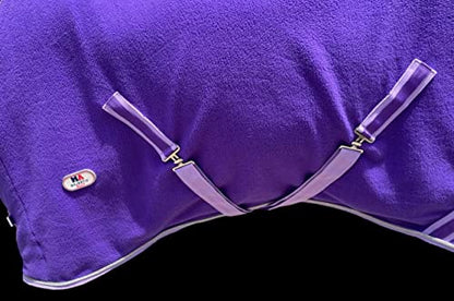 Majestic Ally Anti Pill Fleece Horse Blanket/Sheet with Silver Braided Rope (Purple, 70) - color: Purple, size: 70