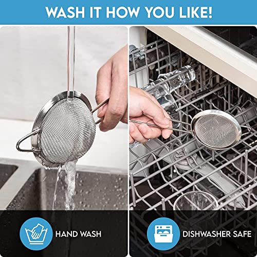 Fine Mesh Strainer - 2.8 Inch Round Sieve - Tea Strainers for Loose Tea, Coffee Strainer, Food Strainer, Juice Strainer, and Much More!