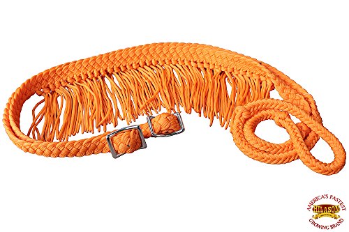 HILASON 1" X 8Ft Braided Poly Barrel Racing Reins Flat Grip - color: Orange