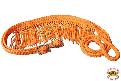 HILASON 1" X 8Ft Braided Poly Barrel Racing Reins Flat Grip - color: Orange