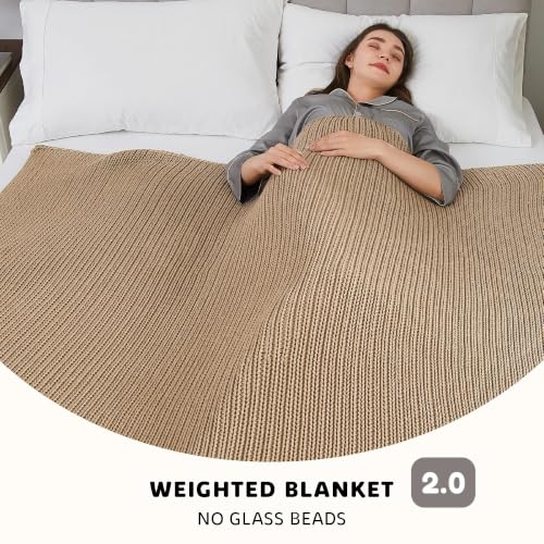 L'AGRATY Knitted Weighted Blanket 48"x72" 15lbs for Adults Cooling - color: Beige, size: 48" x 72" | 15 lbs