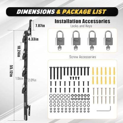 Black 4 Place Trimmer Weed Eater Rack for Enclosed & Open Trailer - size: 4 lock