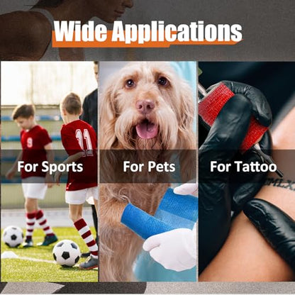 Self Adhesive Bandage Wrap, 2 Inch Elastic Cohesive Athletic Wrap Vet Wrap - color: Multi-colored