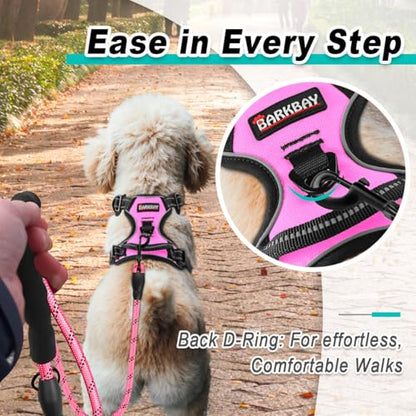 BARKBAY Dog Harness for Small Sized Dog No Pull 2 Leash Clips Dog Vest - color: Pink, size: X-Small