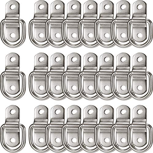 24 Pieces D-Ring Tie Down 1/4 Inch 700 Lbs D-Ring Bracket Mounting Plate for Ratchet Tie Down Straps Car Truck Bed Cargo(Silver) - color: Silver