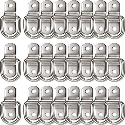 24 Pieces D-Ring Tie Down 1/4 Inch 700 Lbs D-Ring Bracket Mounting Plate for Ratchet Tie Down Straps Car Truck Bed Cargo(Silver) - color: Silver