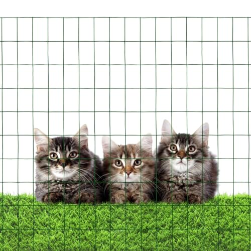 16GA PVC Green 48in x25ft-3in x 2in Welded Wire Mesh Garden Economy Fence - color: Green, size: 48"x25\'-3"x2" 16GA