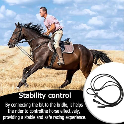 Horse Side Reins with Elastic Latex, Adjustable Equestrian Training Equipment, Horse Neck Stretcher, Nylon Training Rope for Horse Training (118in Length)