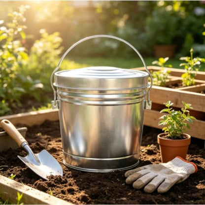 6 Gallon Galvanized Steel Locking Lid Storage Can, Airtight Rodent Proof Metal Bin for Pet Food Seed Dry Goods Storage
