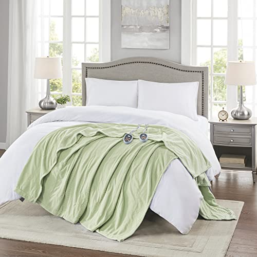Beautyrest Heated Blanket King, Micro Fleece Electric Blanket, Green - color: Green, size: King