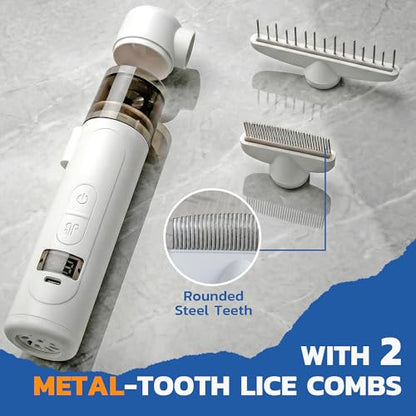 Electric Lice Comb, 2-in-1 Metal Vacuum Comb for Cat Dog All Hair