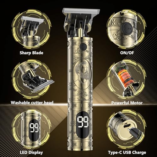 Solati Hair Clippers for Men, Professional Hair Trimmer Zero Gapped T-Blade Trimmer Cordless Rechargeable Edgers Clippers Electric Beard Trimmer Shaver Hair Cutting Kit with LCD Display Gifts for Men