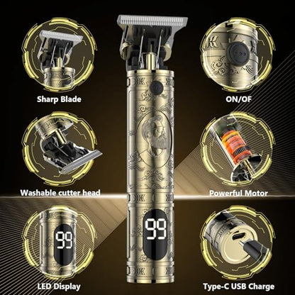 Solati Hair Clippers for Men, Professional Hair Trimmer Zero Gapped T-Blade Trimmer Cordless Rechargeable Edgers Clippers Electric Beard Trimmer Shaver Hair Cutting Kit with LCD Display Gifts for Men