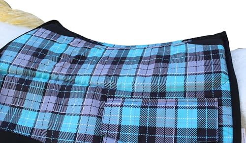 Horse English All-Purpose Neoprene Shock Absorbing Plaid Saddle Pad 72TS29 - color: Turquoise Plaid