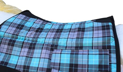 Horse English All-Purpose Neoprene Shock Absorbing Plaid Saddle Pad 72TS29 - color: Turquoise Plaid