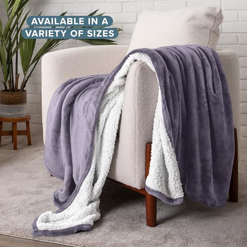 Bare Home Sherpa Fleece Blanket (Twin/Twin XL, Dusty Purple) | Reversible Blanket for Bed, Sofa, and Couch, Warm & Lightweight, Fluffy & Soft - color: 18 - Dusty Purple, size: Twin/Twin XL