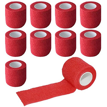 2 Inches Self Adhesive Bandage Wrap Cohesive Wrap, 9 Pack, Red - color: Red, size: 2 Inch