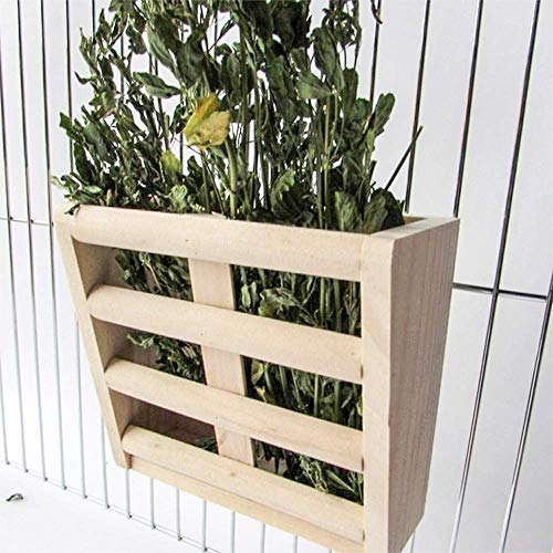 Bunny Hay Rack Guinea Pig Hay Feeder Chinchilla Hay Holder Rabbit Food Dispenser Natural Wooden Hamster Rabbit Cage Accessories (Pack of 2) - size: 5.9"x1.9"x3.2" (Pack of 2)