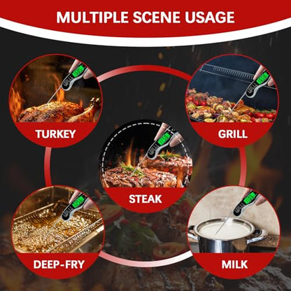 Cooking Thermometer，IP67 Waterproof Meat Thermometer Digital - color: Grey