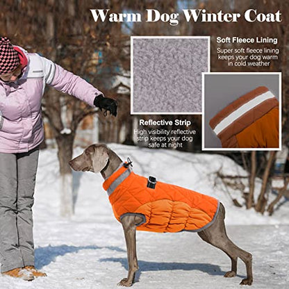 Lelepet Dog Coat Warm Dog Winter Coat Waterproof Dogs Jacket with Harness - color: Orange, size: X-Small