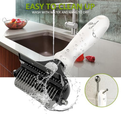 Spring Blossoms-2 in 1 Professional Grooming Rake for Cats & Dogs-Dematting Comb for Easy Mats & Tangles Removing,Pet Brush Safe No More Nasty Shedding and Flying Hair (Cloud Dancer White) - color: Cloud Dancer White