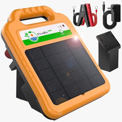 Solar Electric Fence Kit for Livestock,10 Miles Fence Charger - color: Yellow