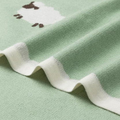 Luxe Merino Wool Cotton Baby Blanket Ultra-Soft, Temperature-Regulating Swaddle Blanket for Newborns, Receiving Blanket, and Nursery Throw 29.5" x 37.4", Machine Washable - color: Pastel Green