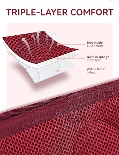 Harrison Howard 3D Air Mesh Saddle Pad for Horses – Breathable Shock-Absorbing All-Purpose English Saddle Pad - color: Burgundy